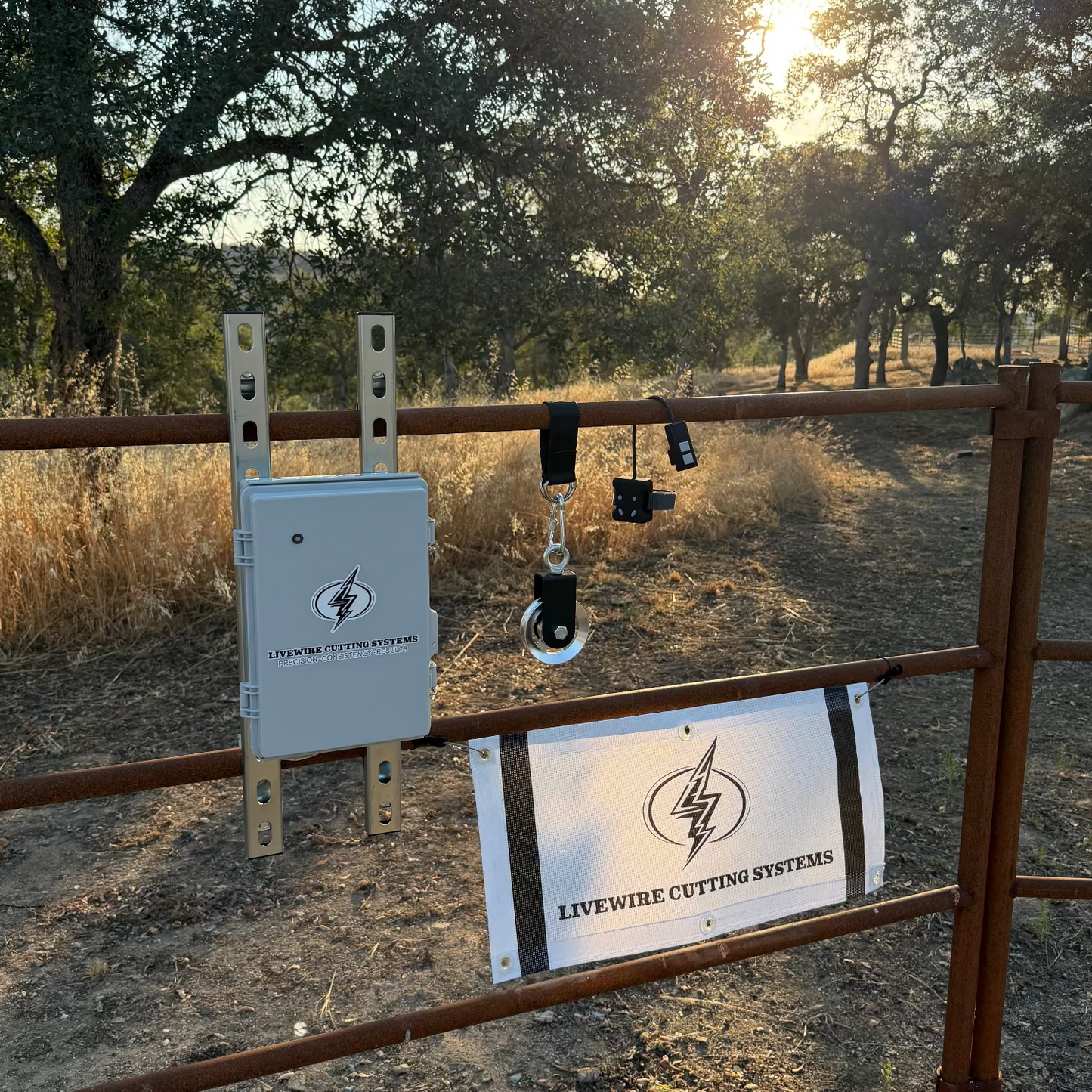 Cutting flag system on an arena fence
